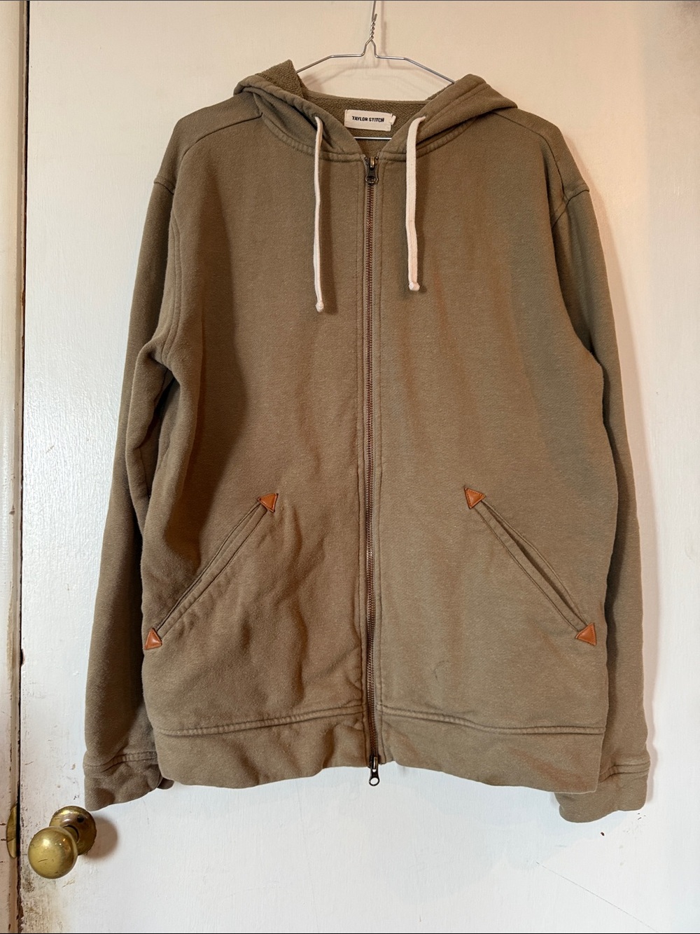 Taylor Stitch Tan/Brown Full-Zip Hooded Sweatshirt Men's 40 (Medium)